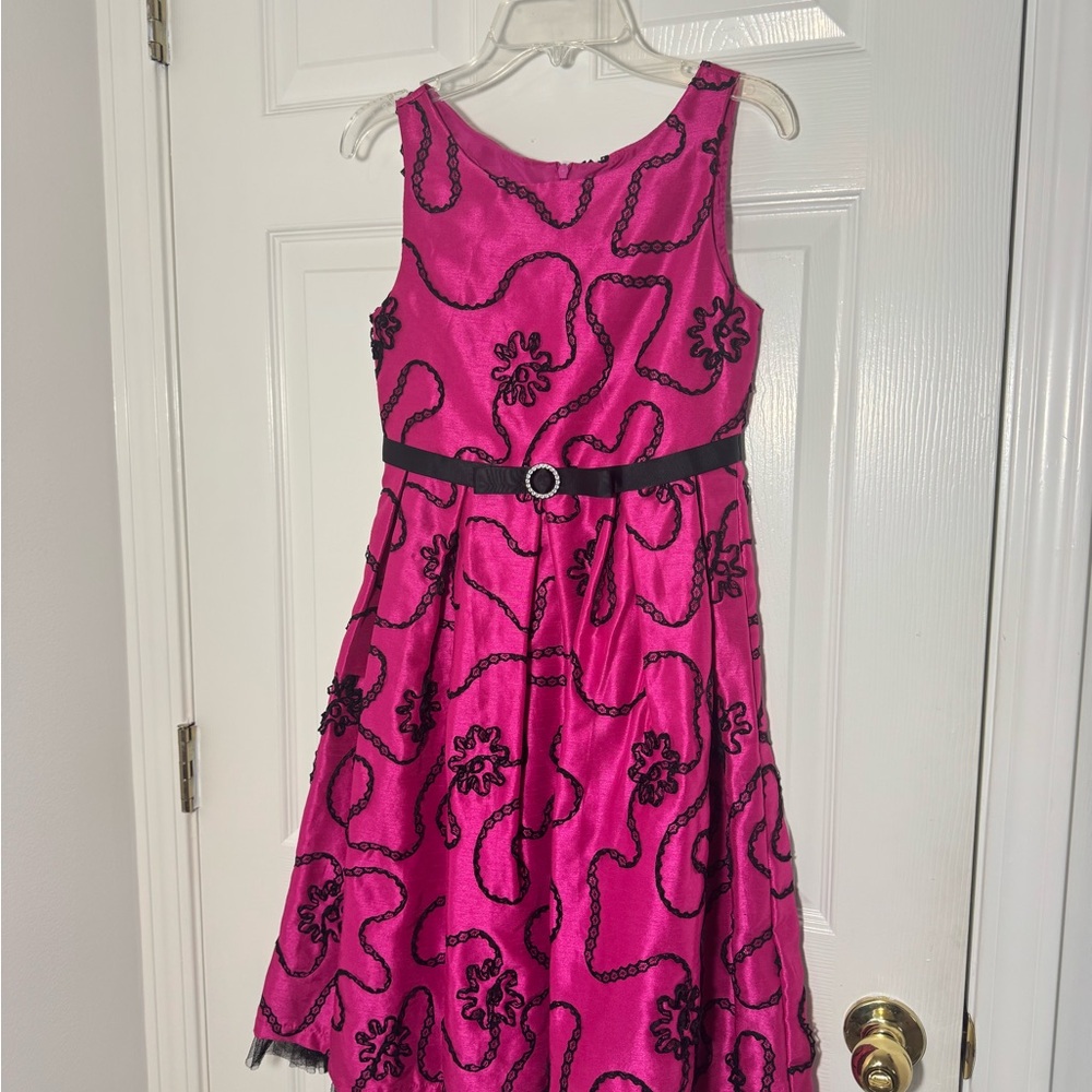 Pink and Black Floral Kids Dress